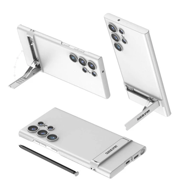 Galaxy S24 Ultra Kılıf  Kamera Korumalı Dikey Standlı Ays Kapak - Resim 4