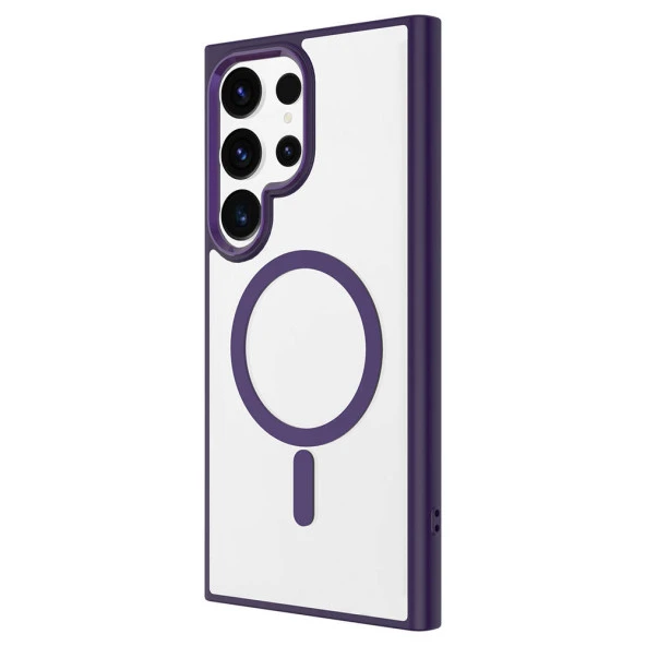 Galaxy S24 Ultra Kılıf Magsafe Şarj Özellikli  Krom Magsafe Silikon Kapak - Resim 3