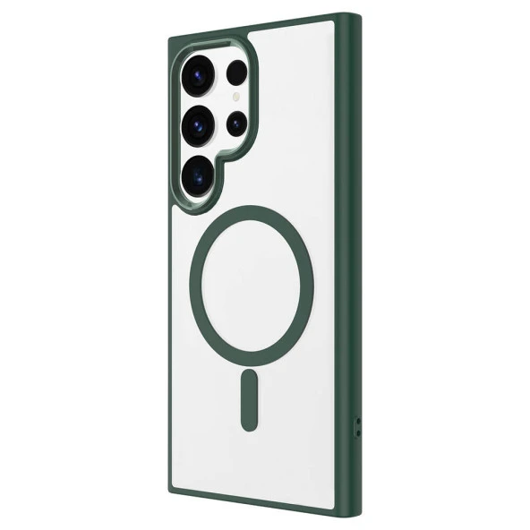 Galaxy S24 Ultra Kılıf Magsafe Şarj Özellikli  Krom Magsafe Silikon Kapak - Resim 7