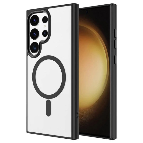 Galaxy S24 Ultra Kılıf Magsafe Şarj Özellikli  Krom Magsafe Silikon Kapak - Resim 9