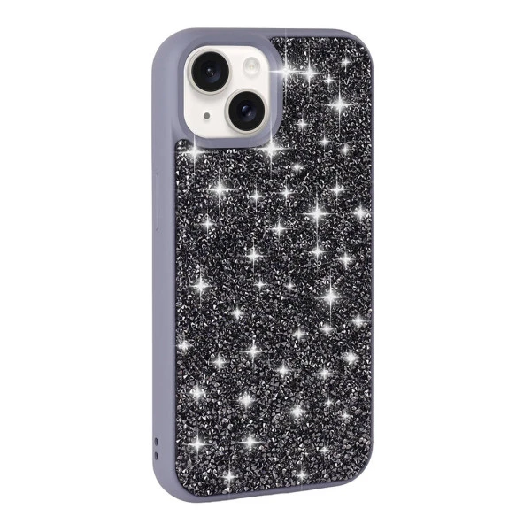 Apple iPhone 15 Kılıf Parlak Taşlı Tasarım  Pırlanta Kapak - Resim 3