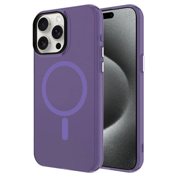 Apple iPhone 15 Pro Max Kılıf  Magsafe Şarj Özellikli Buzlu Transparan C-Pro Sert Kapak - Resim 2