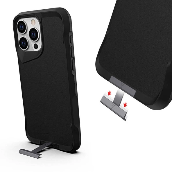 Apple iPhone 15 Pro Kılıf  Airbag Kenarlı T-Max Mat Standlı Kapak - Resim 11