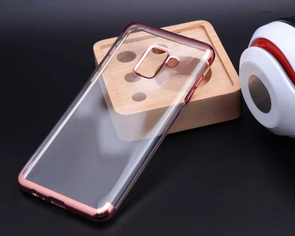 Galaxy A8 2018 Kılıf  Dört Köşeli Lazer Silikon Kapak - Resim 4