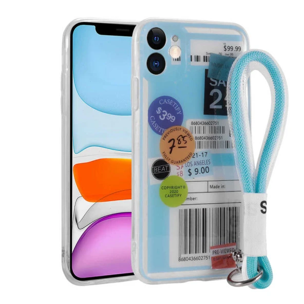 Apple iPhone 11 Kılıf Desenli El Askılı İpli  Astana Silikon Kapak - 2
