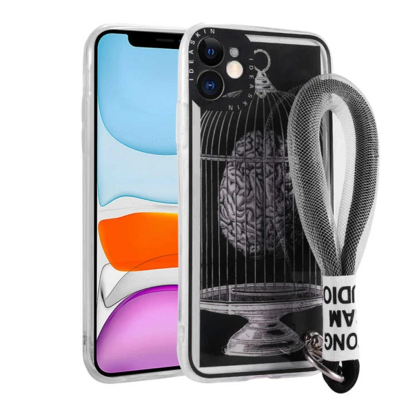 Apple iPhone 11 Kılıf Desenli El Askılı İpli  Astana Silikon Kapak - 6