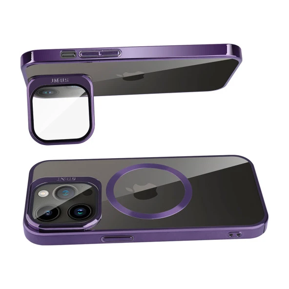 Apple iPhone 14 Pro Kılıf Magsafe Şarj Özellikli Standlı  Klon Kapak - Resim 4