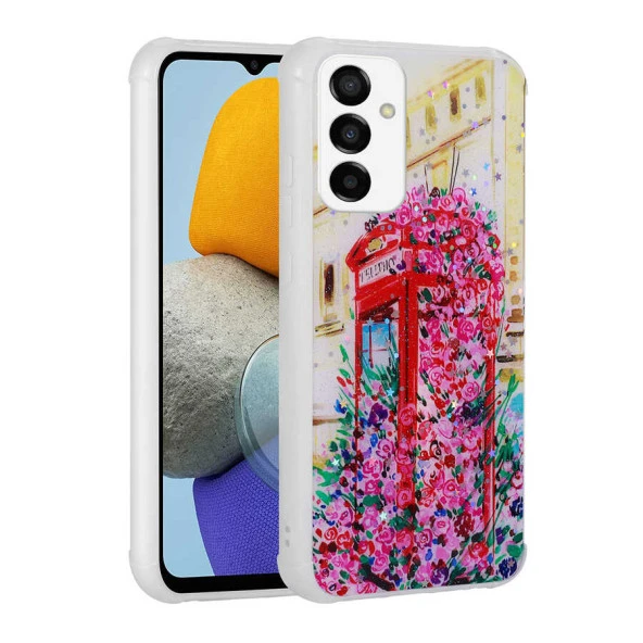 Galaxy M23 Kılıf Simli Desenli Kamera Korumalı Parlak  Popy Kapak - Resim 3