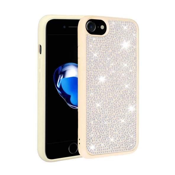 Apple iPhone SE 2022 Kılıf Parlak Taşlı Tasarım  Ston Kapak - Resim 2