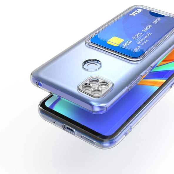 Xiaomi Redmi 9C Kılıf Kartlıklı Şeffaf  Setra Clear Silikon Kapak - Resim 3