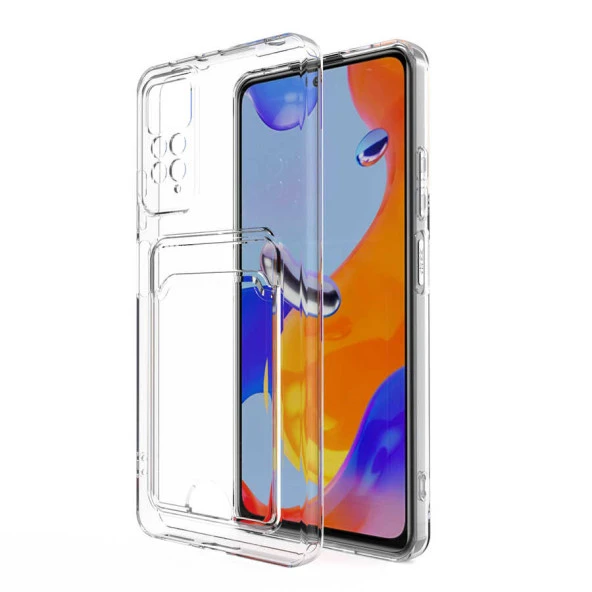 Xiaomi Redmi Note 11S Global Kılıf Kartlıklı Şeffaf  Setra Clear Silikon Kapak