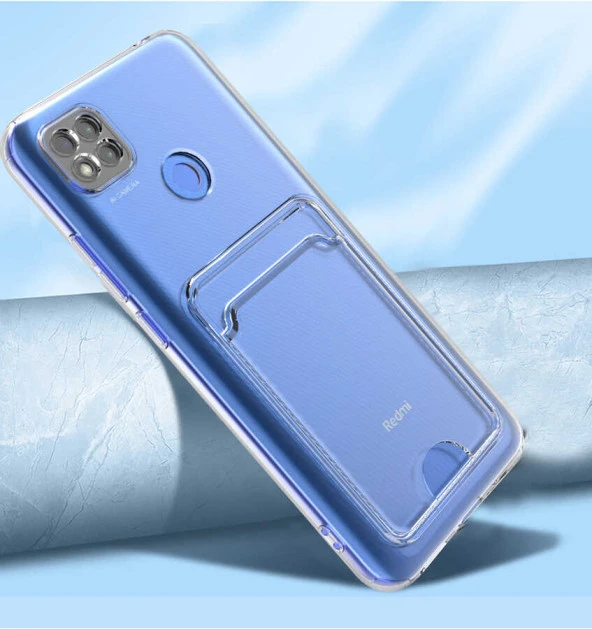 Xiaomi Redmi 9C Kılıf Kartlıklı Şeffaf  Setra Clear Silikon Kapak - Resim 4