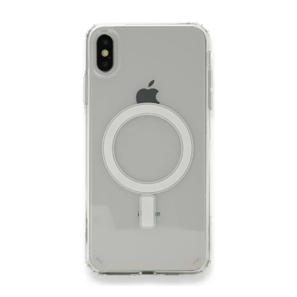 Apple iPhone XS Max 6.5 Kılıf Magsafe Şarj Özellikli Şeffaf Sert PC  Embos Kapak - Resim 8