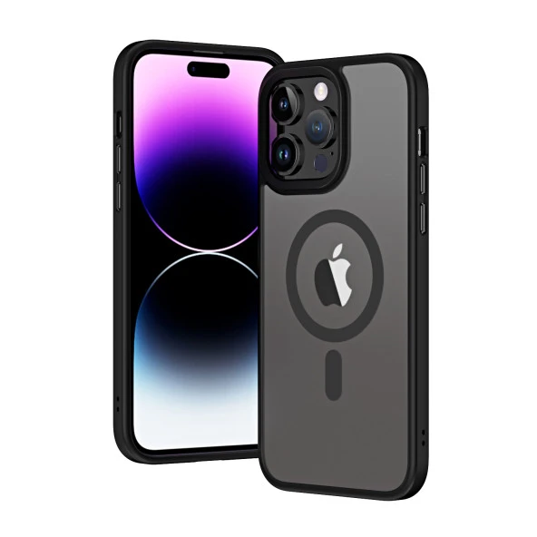 Apple iPhone 14 Pro Kılıf Wireless Şarj Özellikli  Hibrit Magsafe Kapak - Resim 2