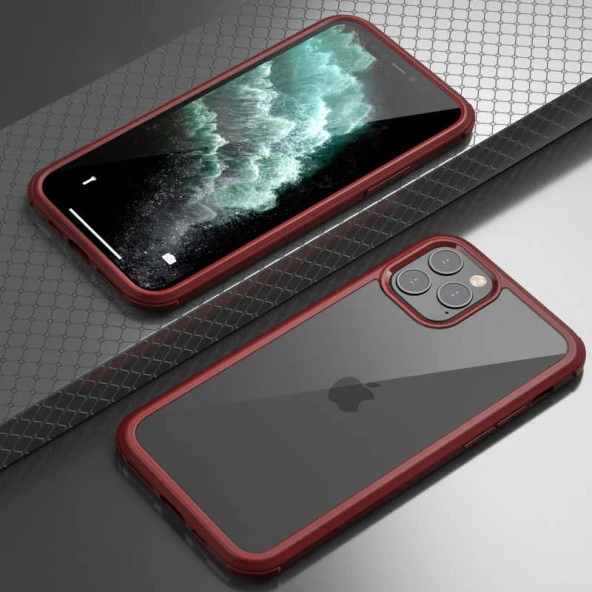 Apple iPhone 11 Pro Max Kılıf  Dor Silikon Temperli Cam Kapak - 3