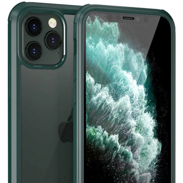 Apple iPhone 11 Pro Max Kılıf  Dor Silikon Temperli Cam Kapak - 9