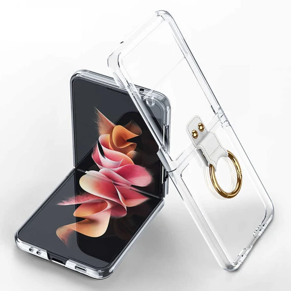 Galaxy Z Flip 3 Kılıf  Yüzüklü Kıpta Kapak - Resim 2