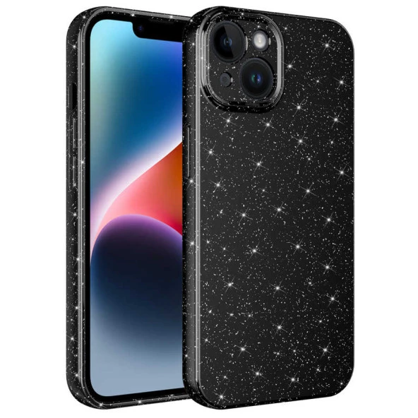 Apple iPhone 14 Kılıf Kamera Korumalı Simli Lüks  Koton Kapak - Resim 2