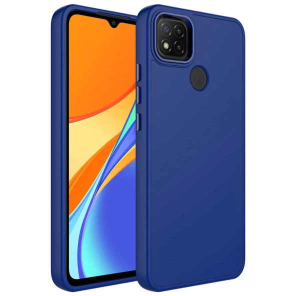 Xiaomi Redmi 9C Kılıf Metal Çerçeve ve Buton Tasarımlı Silikon  Luna Kapak