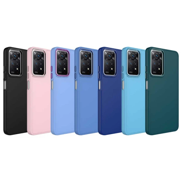 Xiaomi Redmi Note 11 Pro 5G Kılıf Metal Çerçeve ve Buton Tasarımlı Silikon  Luna Kapak - Resim 9