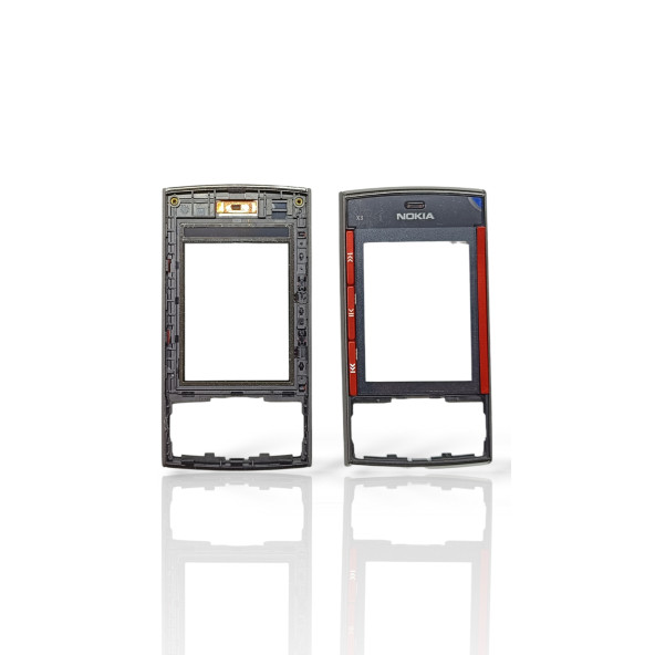 Nokia X3 ön Kapak Nokia X3-00 uyumlu Siyah Kırmızı ön Kapak - 3