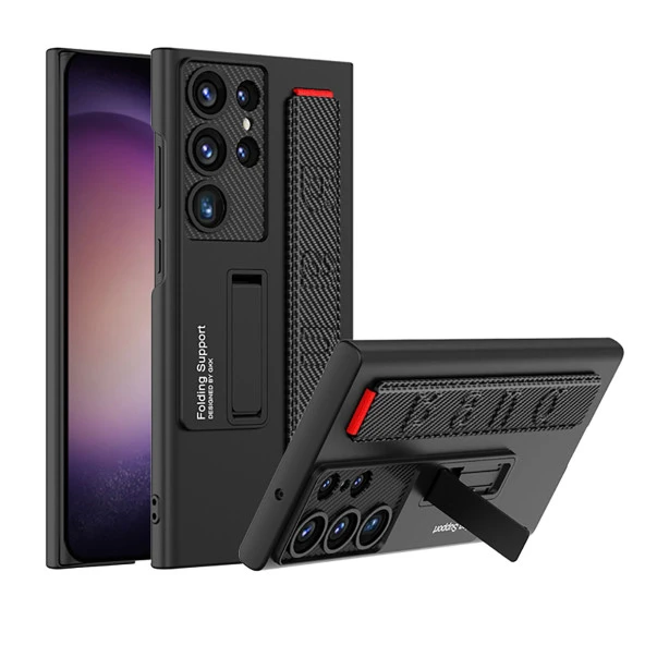 Galaxy S23 Ultra Kılıf Standlı El Tutacaklı  Band Kapak - Resim 2