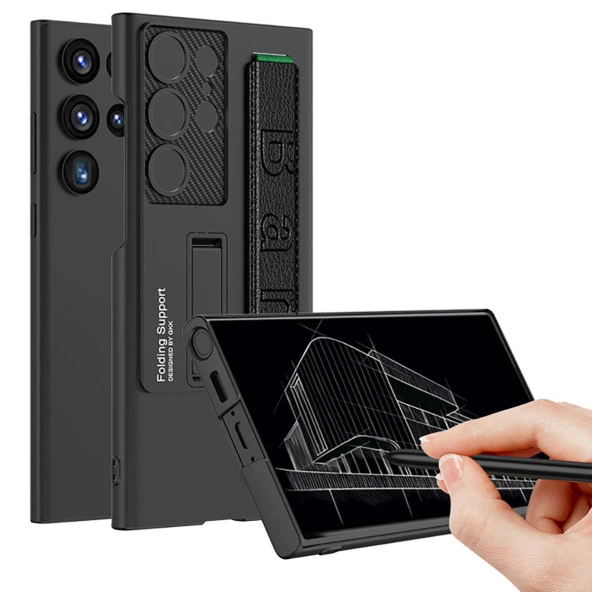 Galaxy S23 Ultra Kılıf Standlı El Tutacaklı  Band Kapak - Resim 8