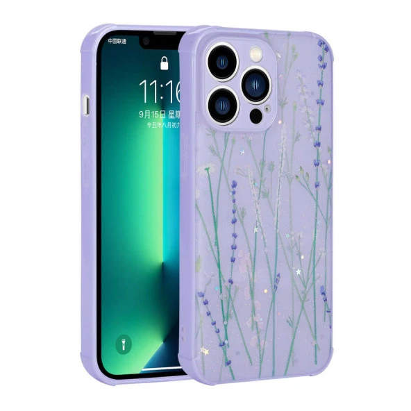 Apple iPhone 11 Pro Max Kılıf Simli Desenli Kamera Korumalı Parlak  Popy Kapak - 2