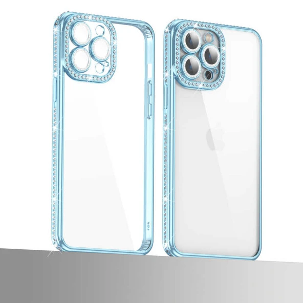 Apple iPhone 13 Pro Max Kılıf Kamera Korumalı Taşlı  Mina Kapak - Resim 10