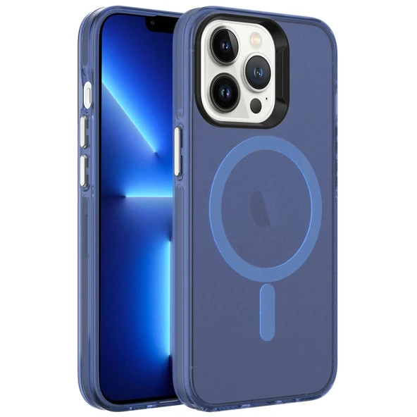 Apple iPhone 13 Pro Max Kılıf  Magsafe Şarj Özellikli Buzlu Transparan C-Pro Sert Kapak - Resim 5