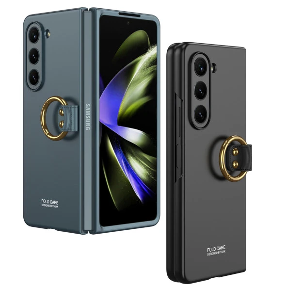 Galaxy Z Fold 5 Kılıf  Kıpta Yüzüklü Flip Sert Kapak - Resim 7