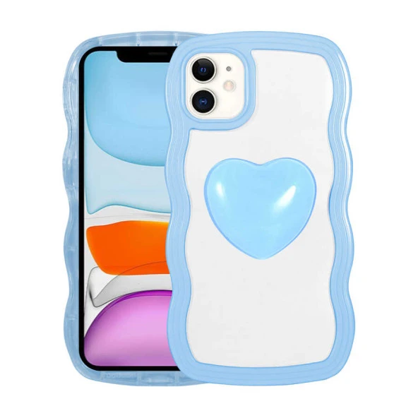 Apple iPhone 11 Kılıf Renkli Kalp Figürlü  Ponçik Kapak ürün görseli