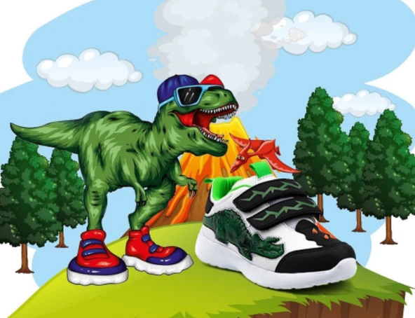 Cool Dinosaurs Işıklı Sneaker Ortapedik Çocuk Spor Ayakkabı - Resim 9