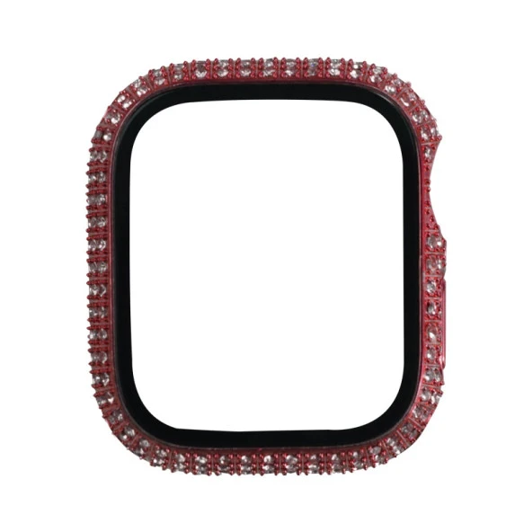 Apple Watch 7 45mm  Watch Gard 24 Kenarları Taşlı Sert PC Kasa Ve Ekran Koruyucu - Resim 3