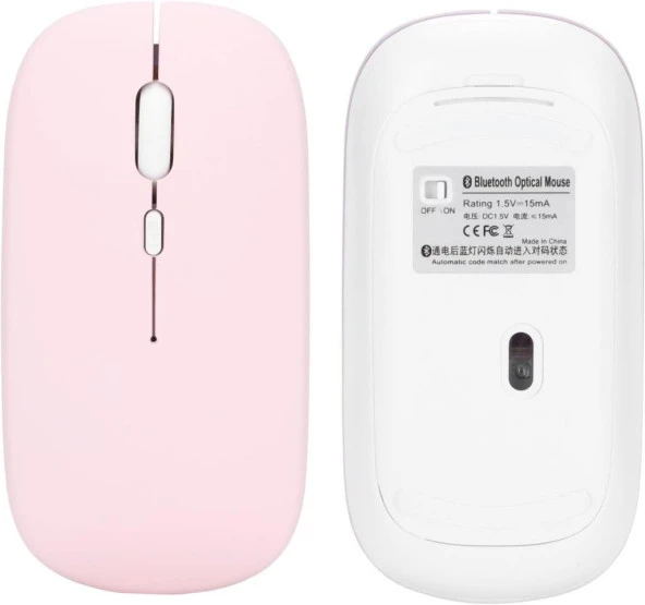 Concord Range HS 7" Uyumlu Kablosuz Bluetooth Pilli Optik Mouse - Pembe - Resim 7