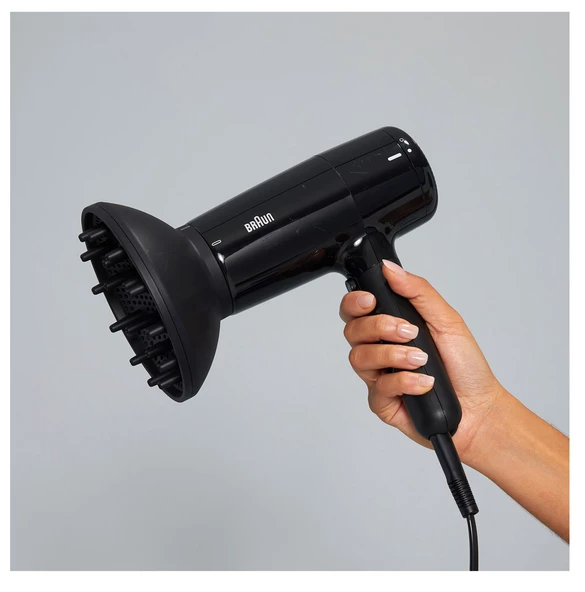 Braun BRHD225E HD2.2 Iontec 2 Başlıklı 2200W Difüzörlü Siyah Saç Kurutma Makinesi - 7