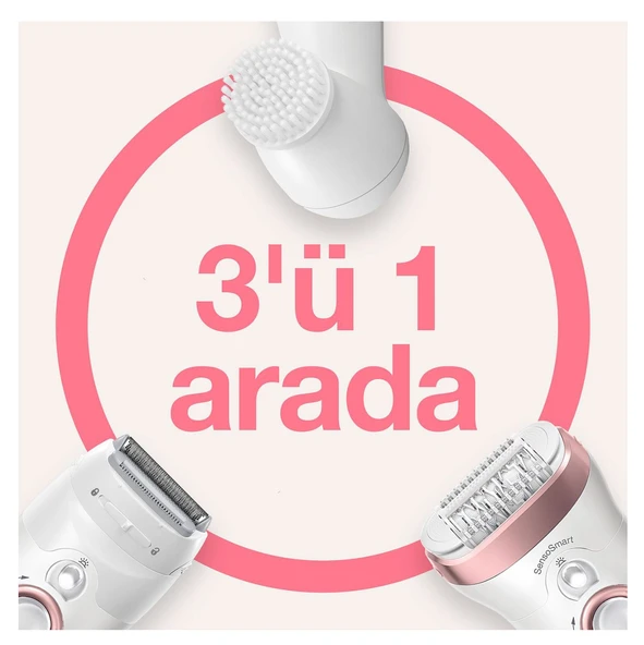 Braun Silk-épil 9 9855 SensoSmart Kablosuz, Islak Kuru, 3'ü 1 Arada Epilatör - Resim 3
