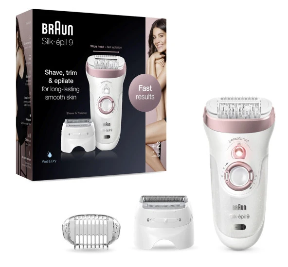 Braun Silk-épil 9 9730 SensoSmart Kablosuz Islak & Kuru 2 Ek Parçalı 2'si 1 Arada Epilatör