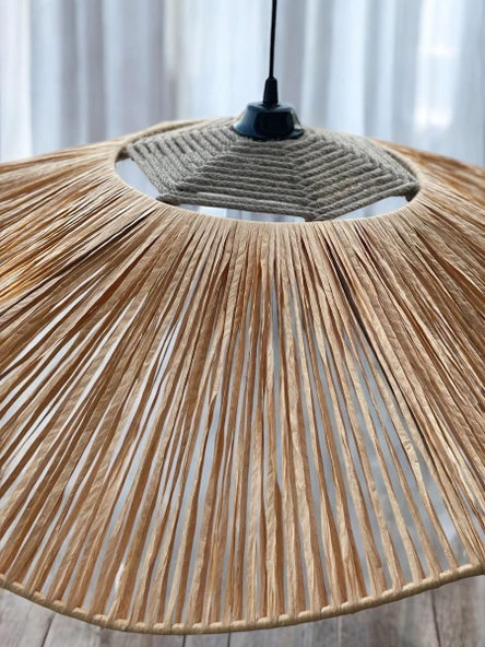 Hasır Avize 85x85  Bohem Avize Jüt Avize Oda Mutfak Salon Avize - Resim 6