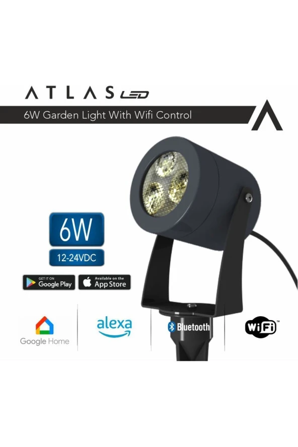 AtlasLed Atlas 6W WI-FI Kontrollü Led Bahçe Peyzaj Spotu-12-24V Antrasit Kasa