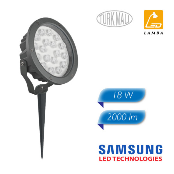 Lambaled 18w Led Bahçe Peyzaj Spotu Yeşil