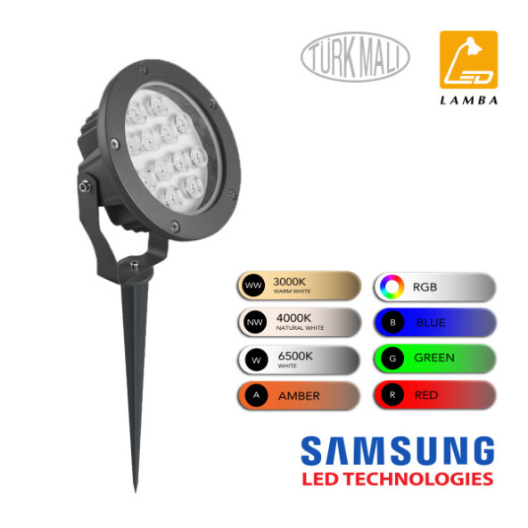 Lambaled 12w Led Bahçe Peyzaj Spotu Beyaz - 2