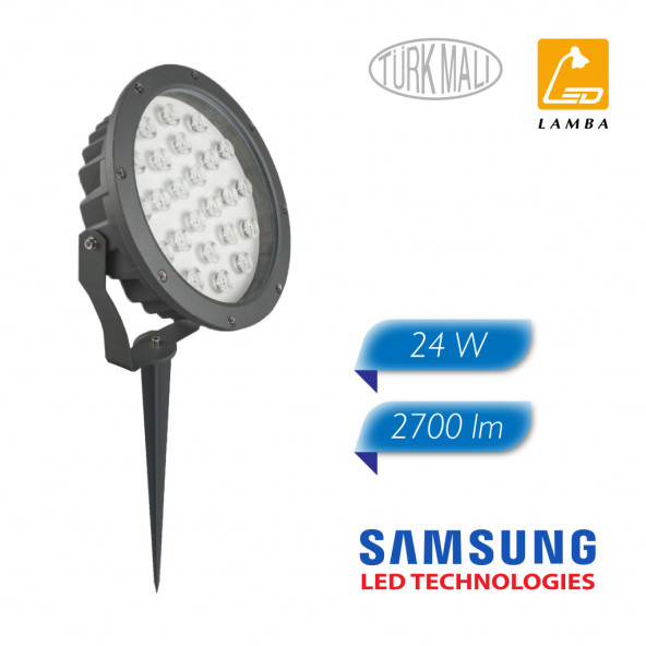 Lambaled 24w Led Bahçe Peyzaj Spotu Amber