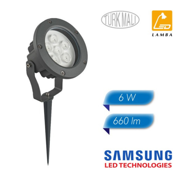 Lambaled 6w Led Bahçe Peyzaj Spotu Amber