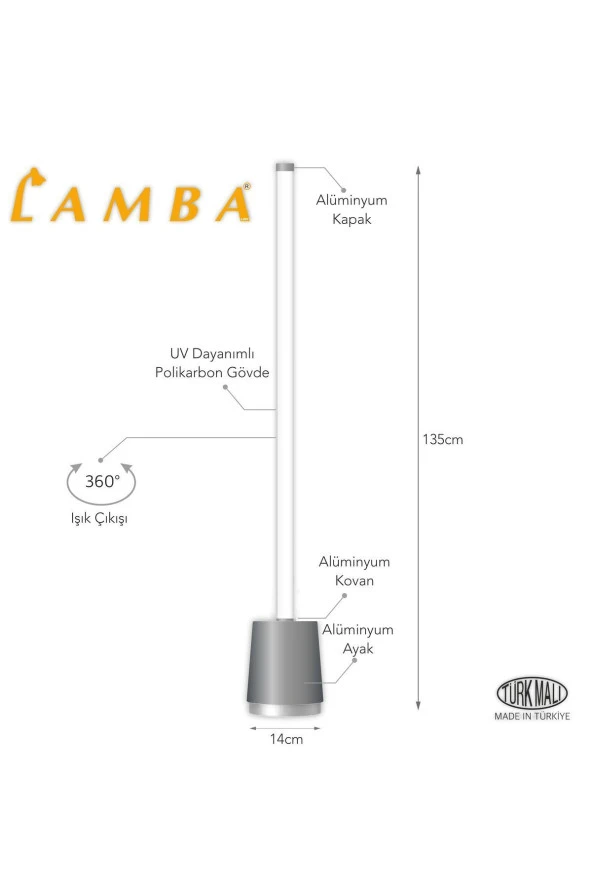 Lambaled Line Dimmer Kumandalı Pixel RGB Antrasit Kasa Lambader - Resim 3