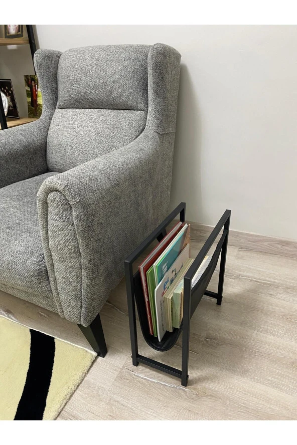 ED Efelez Design Mercan Koltuk Yanı Dergilik/Gazetelik/Kitaplık (Siyah)