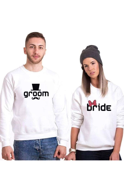 Tshirthane Gelin Damat Sevgili Kombinleri Sweatshirt Kombini ürün görseli 1