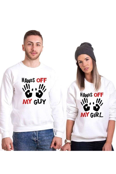 Tshirthane Hands Off Sevgili Kombinleri Sweatshirt Kombini ürün görseli 1