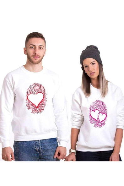 Tshirthane Parmak İzi Kalp Sevgili Kombinleri Sweatshirt Kombini