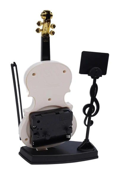 Rennes RGV-B41YN Keman Görünümlü Dekoratif Masa Saati Beyaz (24x13cm) - Resim 3